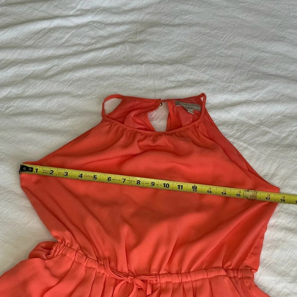 Banana Republic A Line Halter Solid Coral Cinch Waist Dress Capri Sz  2 summer - Picture 10 of 13